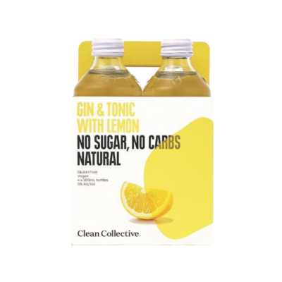 Clean Collective Gin & Tonic with Lemon RTD 4 x 300ml Bottles – Mount ...