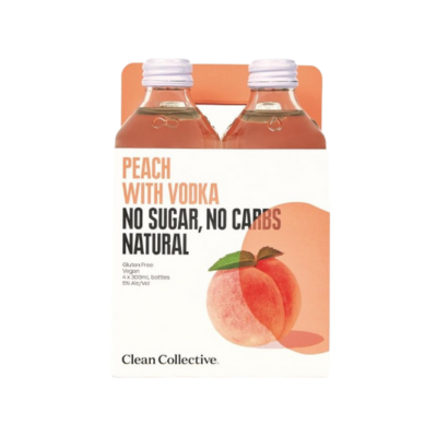 Clean Collective Peach with Vodka RTD 4 x 300ml Bottles