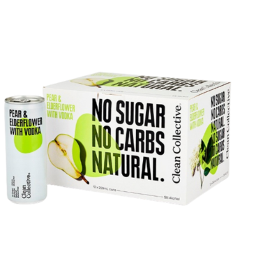 Clean Collective Pear & Elderflower Vodka RTD 12 x 250ml Cans