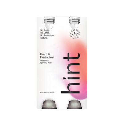 Hint Peach & Passionfruit Vodka Sparkling Water RTD 4 x 250ml Bottles