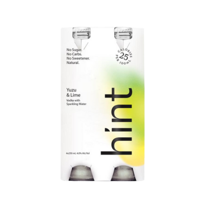 Hint Yuzu & Lime Vodka Sparkling Water RTD 4 x 250ml Bottles