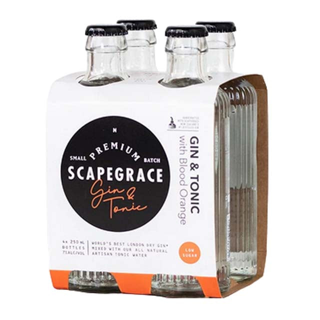 Scapegrace Gin & Tonic with Blood Orange RTD 4 x 250ml bottles