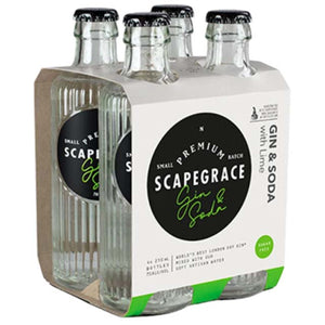 Scapegrace Gin & Soda with Lime RTD 4 x 250ml bottles