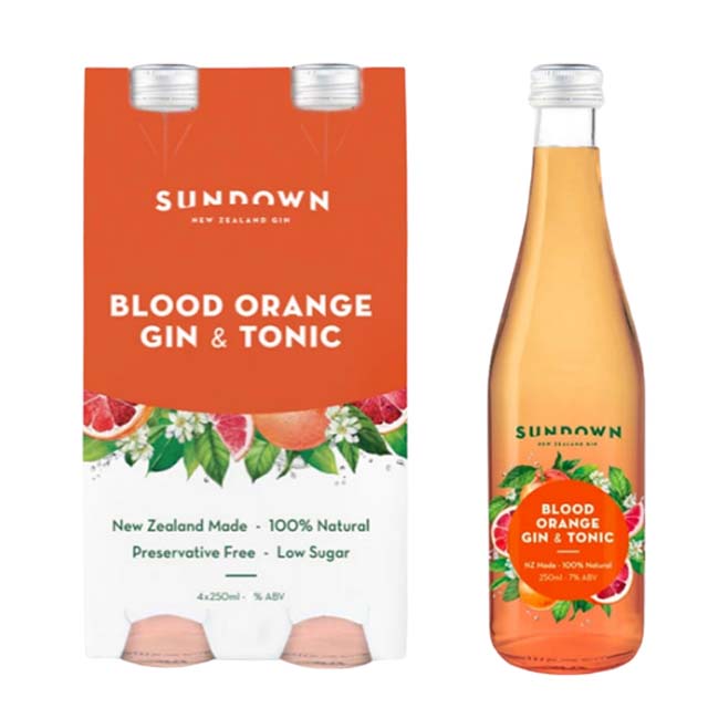 Sundown Blood Orange Gin & Tonic RTD 4 x 250ml Bottles